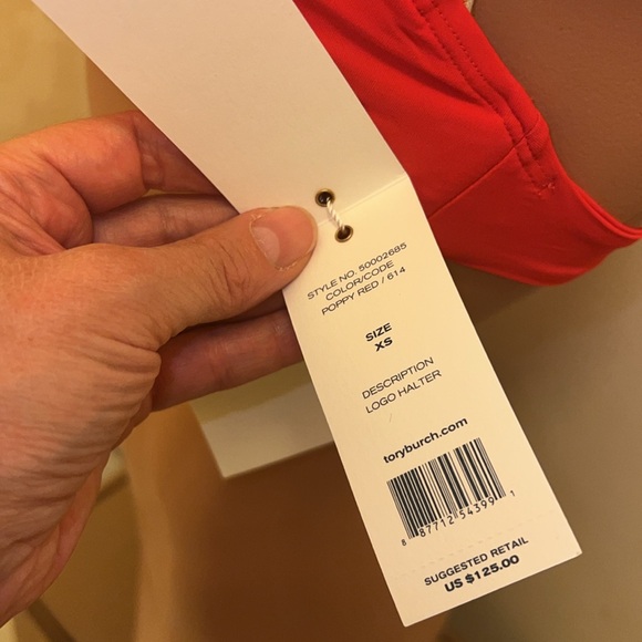 NWT Tory Burch bikini top bra size XS halter logo poppy red - Picture 5 of 5